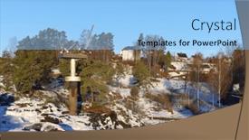  Presentation with waterfall - Presentation design having frozen-waterfall-of-honefoss-city background and a light blue colored foreground