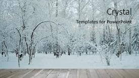  Presentation with woods - PPT layouts enhanced with frozen woods under snow and wooden floor background and a light gray colored foreground