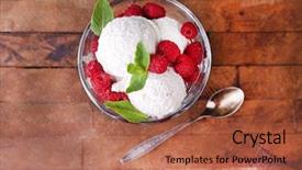 Presentation with ice cream - Slide set having frozen yogurt - creamy ice cream with raspberries background and a red colored foreground
