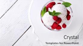  Presentation with ice frozen - Beautiful slides featuring frozen yogurt - creamy ice cream with raspberries backdrop and a white colored foreground