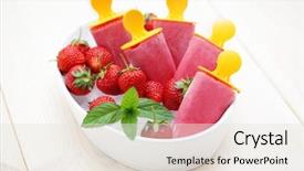  Presentation with food ice - Audience pleasing theme consisting of frozen yogurt - delicious homemade strawberry ice creams backdrop and a  colored foreground