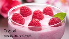  Presentation with dessert neighborhood - Beautiful theme featuring frozen yogurt - dessert with fresh raspberries backdrop and a  colored foreground