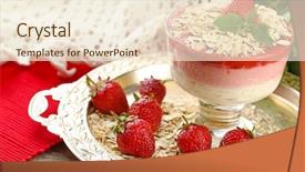  Presentation with granola - PPT theme enhanced with frozen yogurt - dessert with fresh strawberry cream background and a  colored foreground