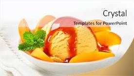  Presentation with ice cream - Presentation having frozen yogurt - ice cream with sliced apricot background and a pink colored foreground