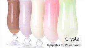  Presentation with white milk - Slide deck having frozen yogurt - milk shakes isolated on white background and a sky blue colored foreground