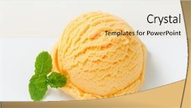  Presentation with ice frozen - PPT theme featuring frozen yogurt - scoop of apricot ice cream background and a blonde colored foreground