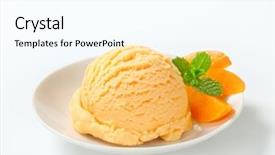  Presentation with ice frozen - Audience pleasing PPT theme consisting of frozen yogurt - scoop of apricot ice cream backdrop and a cool aqua colored foreground