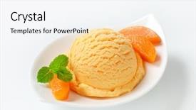  Presentation with pastrie ice cream - Colorful PPT theme enhanced with frozen yogurt - scoop of apricot ice cream backdrop and a white colored foreground