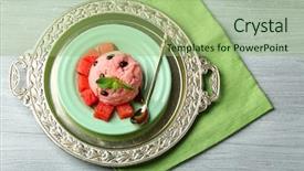  Presentation with ice cream food truck - Slide set enhanced with frozen yogurt - watermelon ice cream on plate background and a  colored foreground