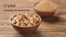  Presentation with ingredients brown sugar coffee beans - Audience pleasing PPT theme consisting of fructose - brown sugar in bowls backdrop and a coral colored foreground