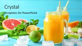  Presentation with mason jar - Amazing slide deck having fructose - composition with fresh juice backdrop and a arctic colored foreground
