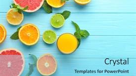  Presentation with fructose - Presentation theme having fructose - composition with glass of fresh background and a arctic colored foreground
