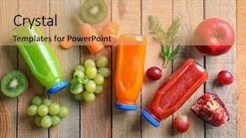  Presentation with fructose - Presentation design consisting of fructose - different juices in bottles background and a coral colored foreground