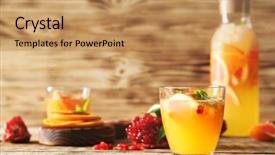  Presentation with citrus - PPT theme having fructose - glass of fresh citrus cocktail background and a coral colored foreground