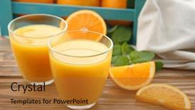  Presentation with orange juice - Cool new slides with fructose - glasses of tasty orange juice backdrop and a red colored foreground
