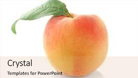  Presentation with fructose - Colorful slides enhanced with fructose - juicy ripe peach isolated backdrop and a yellow colored foreground