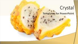  Presentation with pitahaya - Beautiful PPT theme featuring fructose - pitahaya on white background backdrop and a blonde colored foreground