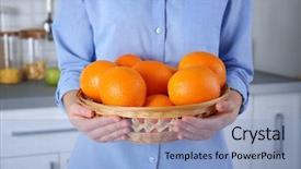  Presentation with cherry blossoms in full bloom - Beautiful slide deck featuring fructose - woman holding wicker basket full backdrop and a light blue colored foreground