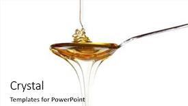 Presentation with fructose - Presentation theme having fructose syrup - delicious honey in spoon isolated background and a white colored foreground