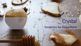  Presentation with fructose - Cool new presentation theme with fructose syrup - tasty pears with honey sauce backdrop and a sky blue colored foreground