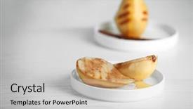  Presentation with fructose - PPT layouts with fructose syrup - tasty pears with honey sauce background and a light gray colored foreground