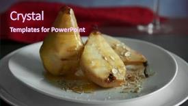  Presentation with fructose - PPT layouts enhanced with fructose syrup - tasty pears with honey sauce background and a wine colored foreground