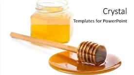  Presentation with fructose - Slide deck enhanced with fructose syrup - wooden dipper with honey background and a white colored foreground