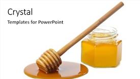  Presentation with fructose - PPT theme enhanced with fructose syrup - wooden dipper with honey background and a white colored foreground