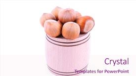  Presentation with cup trophy star award - Theme with frui - cup full of hazelnuts isolated background and a  colored foreground