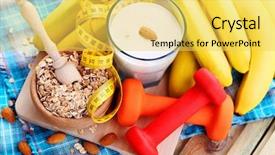  Presentation with heart healthy diet and nutrition - Slide set enhanced with frui - healthy banana cocktail with oats background and a  colored foreground