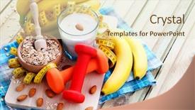  Presentation with almonds - PPT layouts enhanced with frui - healthy banana cocktail with oats background and a  colored foreground