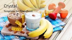  Presentation with healthy breakfast - Slides consisting of frui - healthy banana cocktail with oats background and a  colored foreground