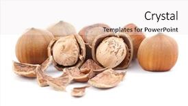  Presentation with hazelnuts - Presentation theme having frui - pile of hazelnuts isolated background and a  colored foreground