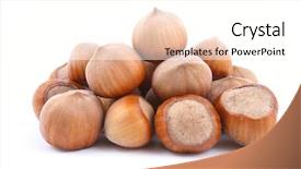  Presentation with hazelnuts - Amazing slide set having frui - pile of hazelnuts isolated backdrop and a  colored foreground