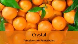  Presentation with bunch - Cool new PPT theme with fruit - bunch of fresh tangerines oranges backdrop and a gold colored foreground