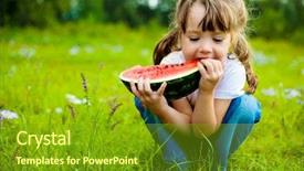  Presentation with grass - Cool new presentation design with fruit - cute little girl eating watermelon backdrop and a tawny brown colored foreground