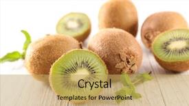  Presentation with kiwi - Colorful PPT theme enhanced with fruit - fresh kiwi and leaf backdrop and a yellow colored foreground