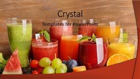  Presentation with juice - PPT layouts consisting of fruit - glasses of tasty fresh juice background and a coral colored foreground