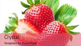  Presentation with strawberries - Beautiful presentation theme featuring fruit - strawberries with leaves isolated backdrop and a red colored foreground