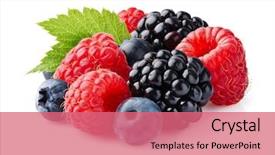  Presentation with coffe berry - Presentation theme consisting of fruit - wild berry with leaf background and a coral colored foreground