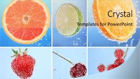  Presentation with fruit water - Audience pleasing presentation theme consisting of fruit and berries in water backdrop and a yellow colored foreground