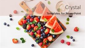  Presentation with ber fruit - Cool new presentation design with fruit-and-berry-platter-over backdrop and a lemonade colored foreground