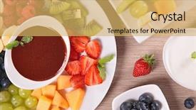  Presentation with dip - Presentation featuring fruit and chocolate dip background and a yellow colored foreground