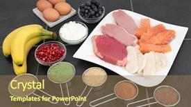  Presentation with food body - Slide set featuring fruit and nutritional supplement powder background and a coral colored foreground