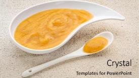  Presentation with sweet corn - Presentation design consisting of fruit and vegetable baby food background and a soft green colored foreground