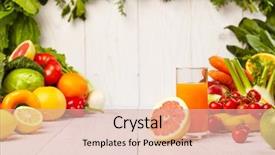  Presentation with fruit and vegetable packaging - Colorful slide set enhanced with fruit and vegetable borders fruit backdrop and a coral colored foreground