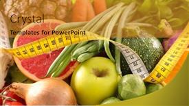  Presentation with diet - PPT theme with fruit-and-vegetable-with-meter background and a gold colored foreground