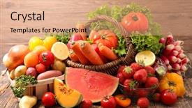  Presentation with fruit - Colorful slide set enhanced with fruit and vegetable backdrop and a coral colored foreground