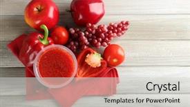  Presentation with healthy juice - Amazing presentation design having fruit and vegetables healthy drinks backdrop and a light gray colored foreground