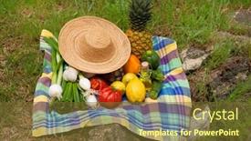  Presentation with rural - Presentation theme featuring fruit-and-vegetables background and a tawny brown colored foreground